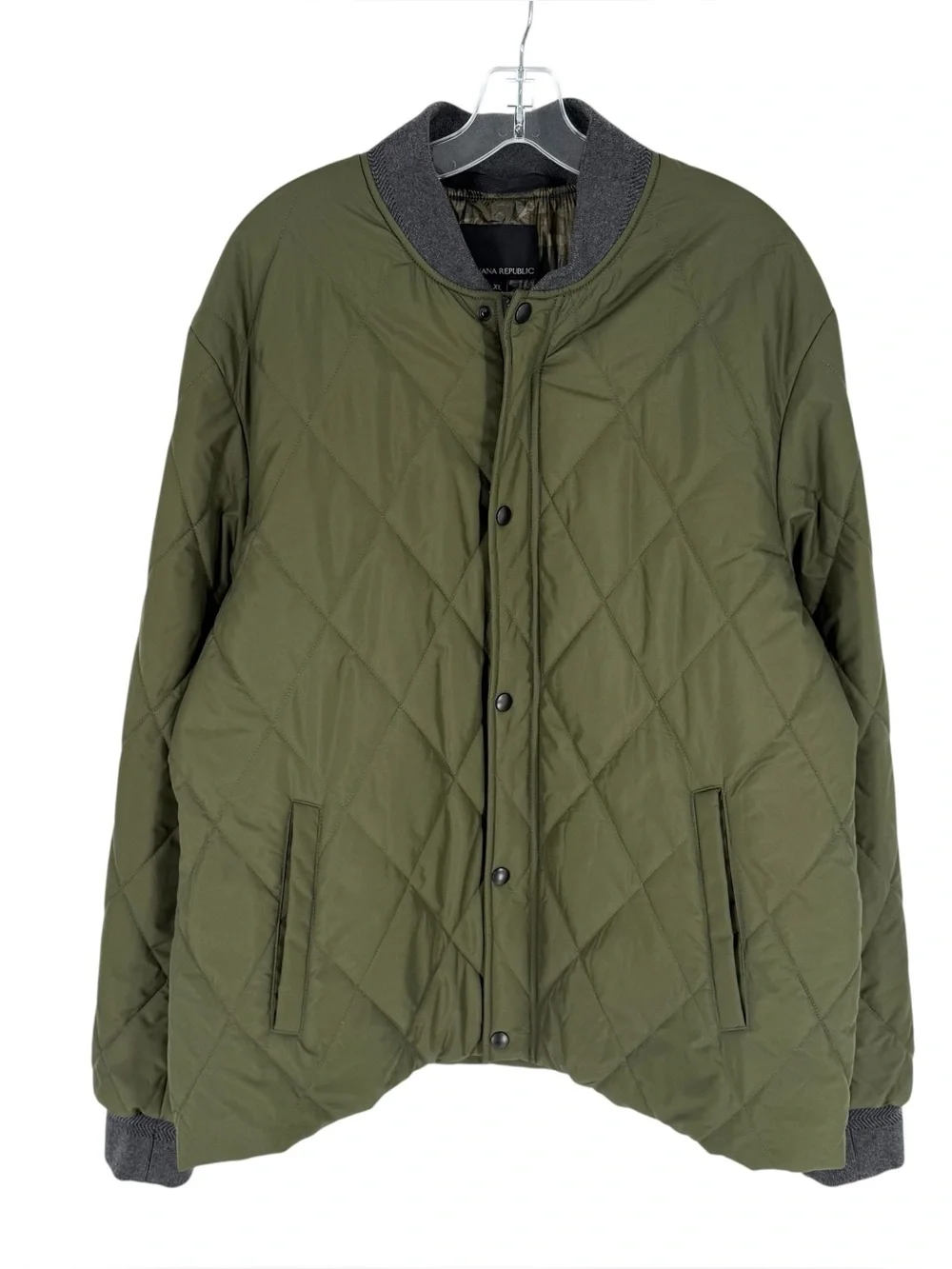Banana Republic Quilted Jacket Mens Size XL Olive Green Full Zip Coat